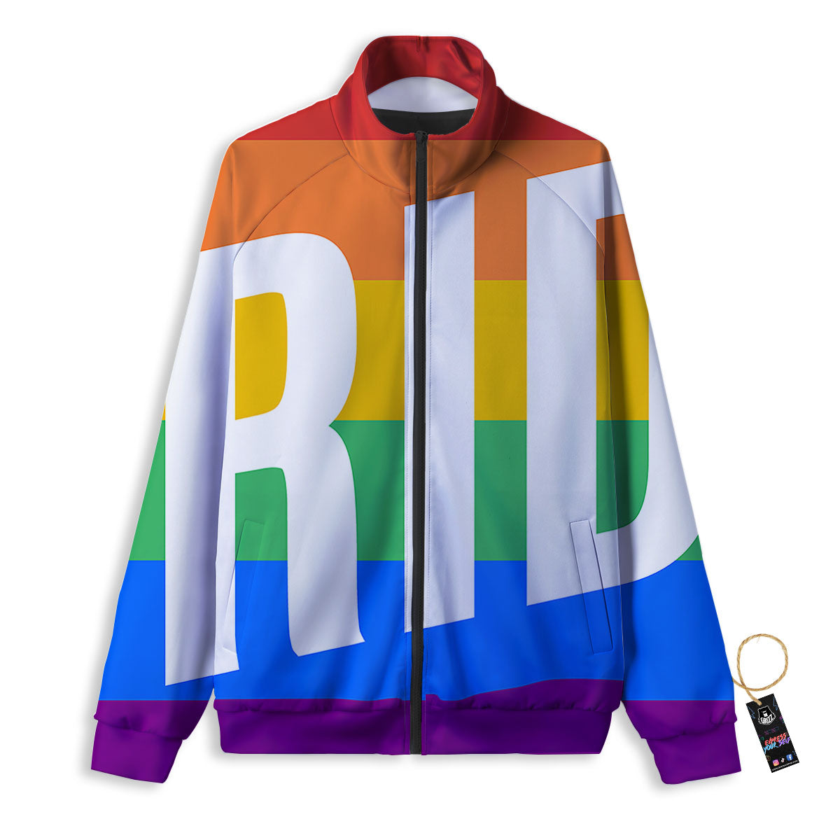 LGBT Pride Flag Pattern Print Track Jacket-grizzshop