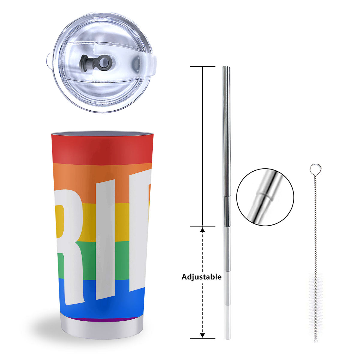 LGBT Pride Flag Pattern Print Tumbler-grizzshop