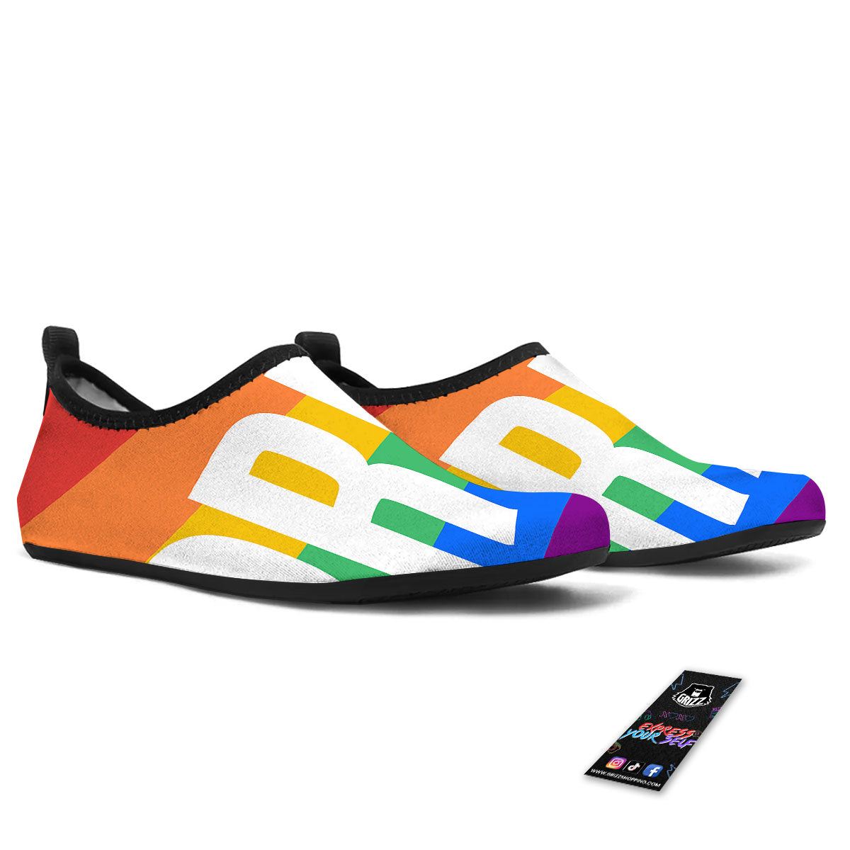 LGBT Pride Flag Pattern Print Water Shoes-grizzshop