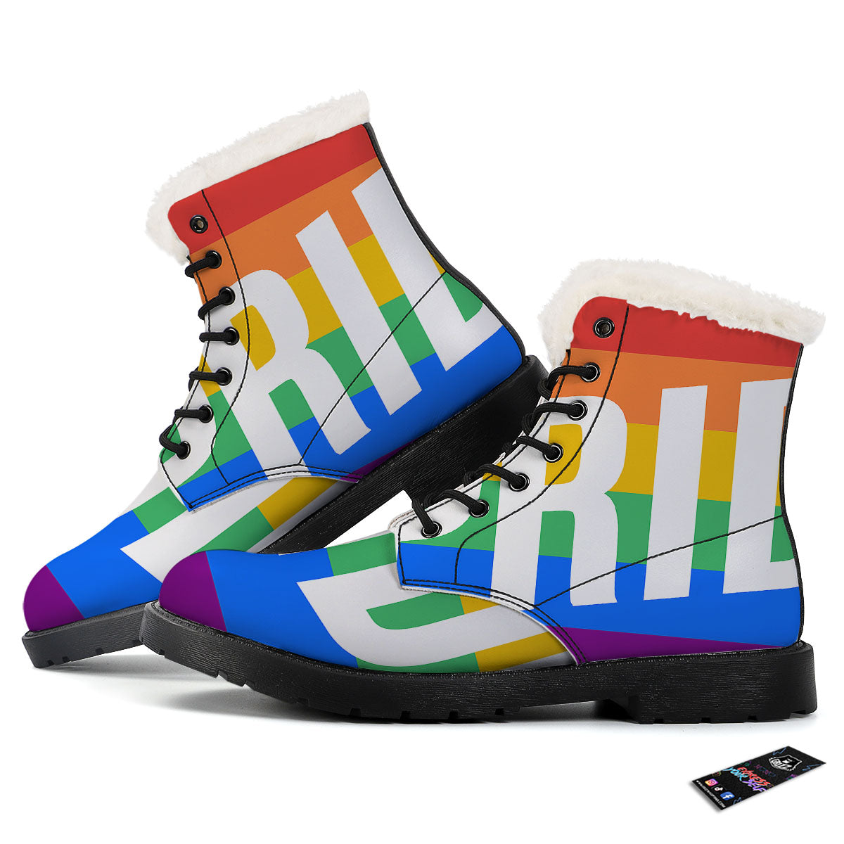 LGBT Pride Flag Pattern Print Winter Boots-grizzshop