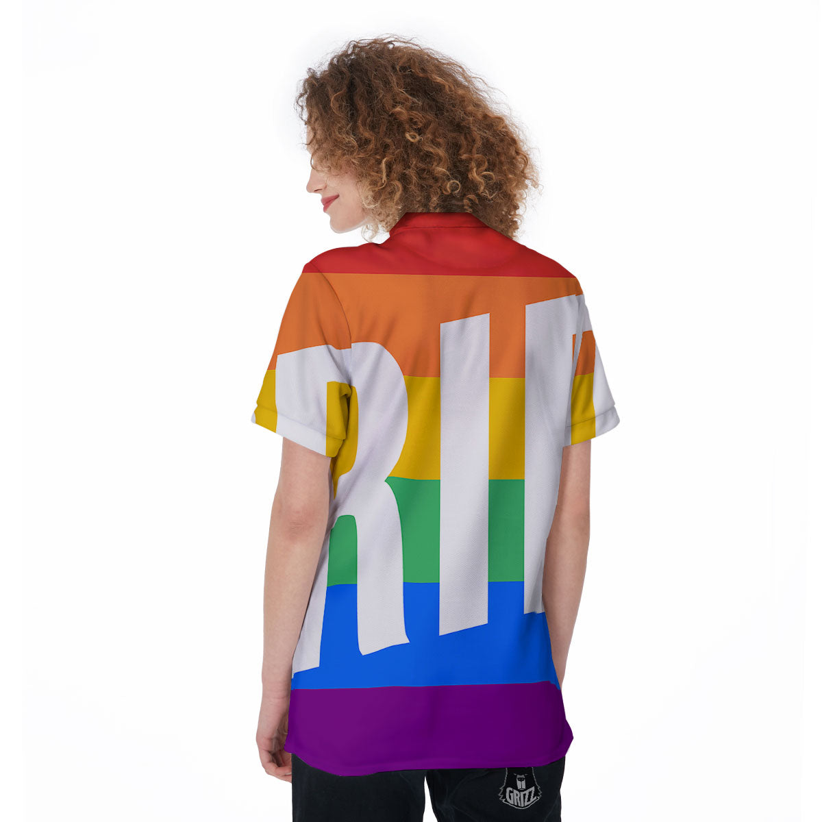 LGBT Pride Flag Pattern Print Women's Golf Shirts-grizzshop