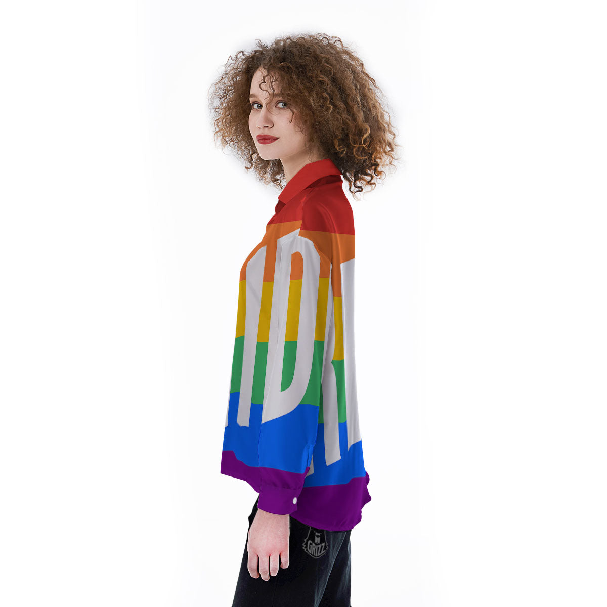 LGBT Pride Flag Pattern Print Women's Long Sleeve Shirts-grizzshop