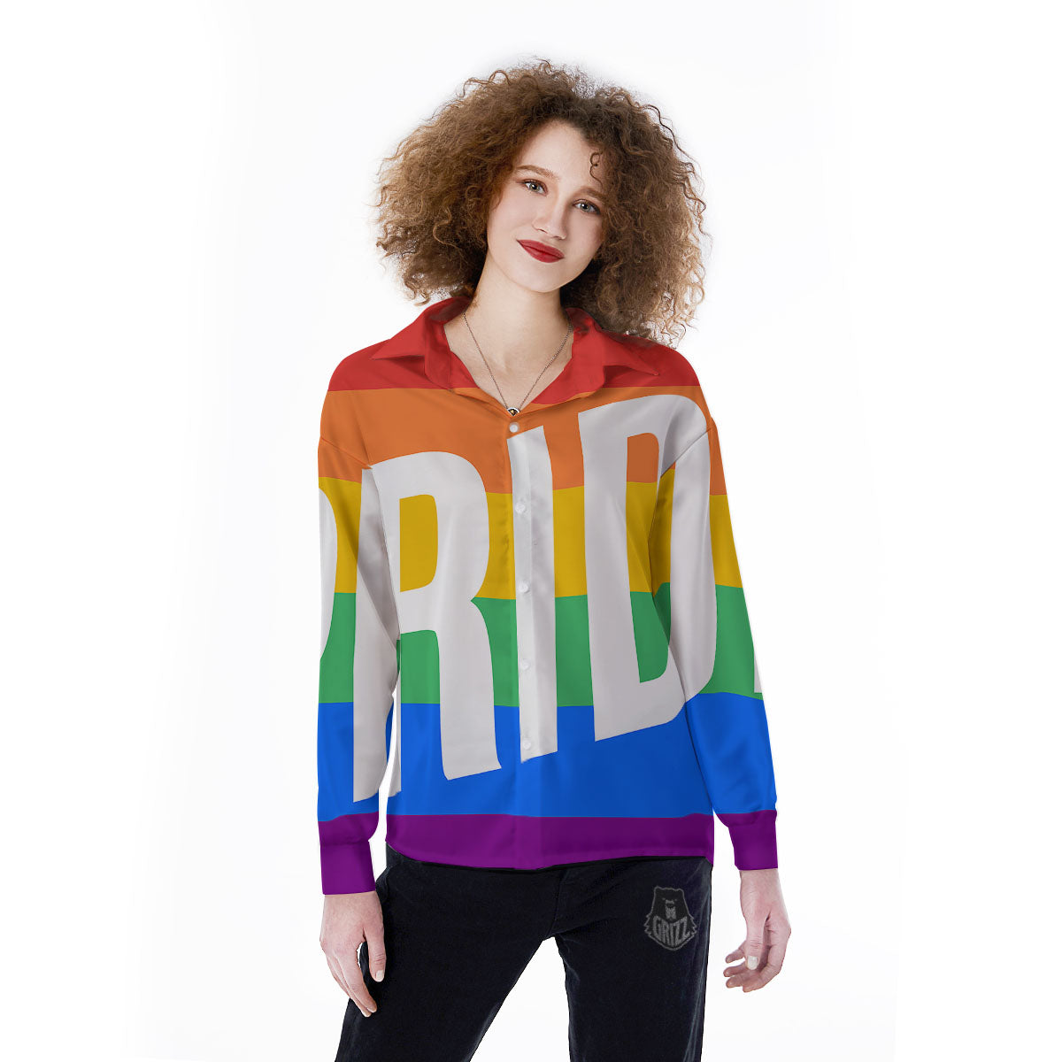 LGBT Pride Flag Pattern Print Women's Long Sleeve Shirts-grizzshop