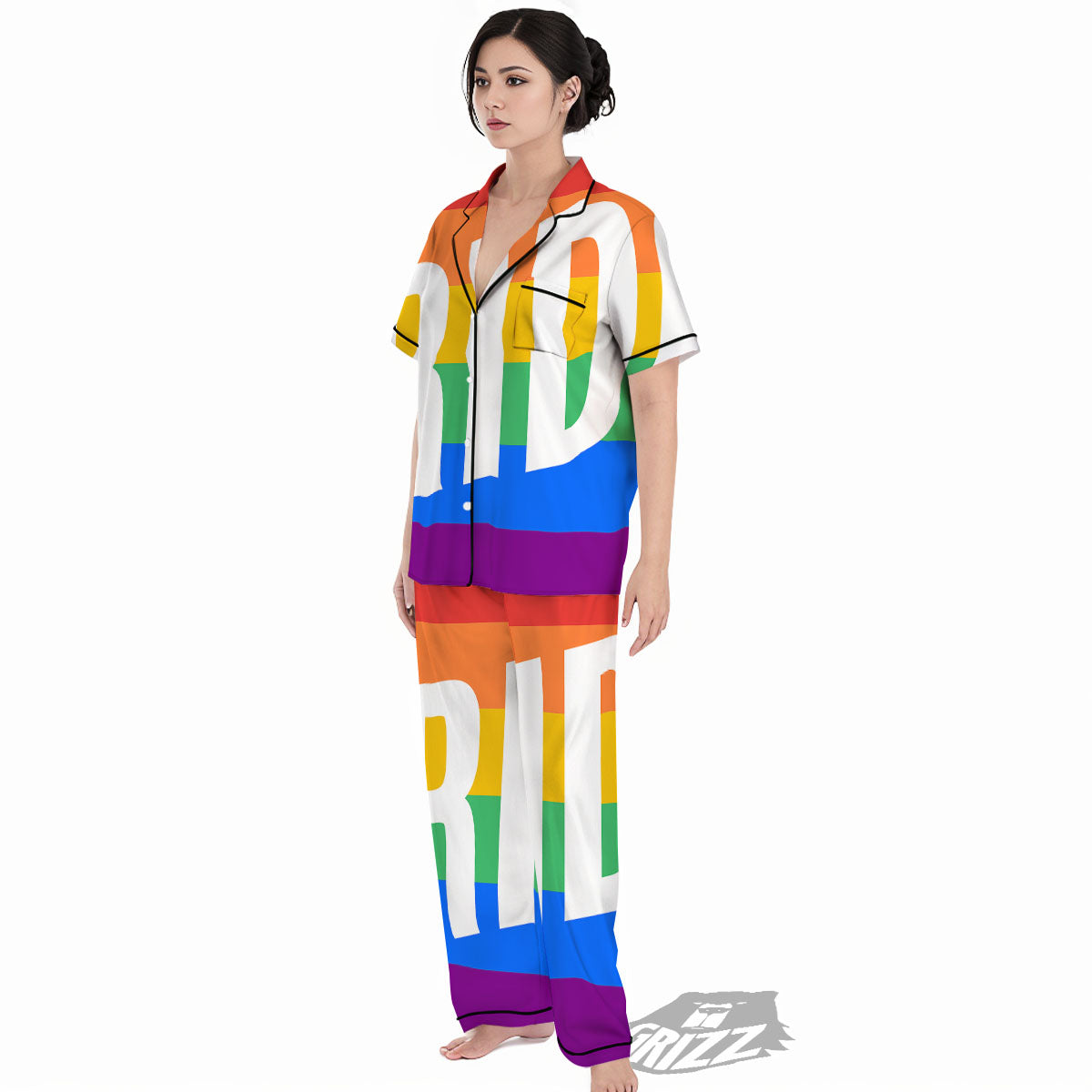 LGBT Pride Flag Pattern Print Women's Pajamas Set-grizzshop