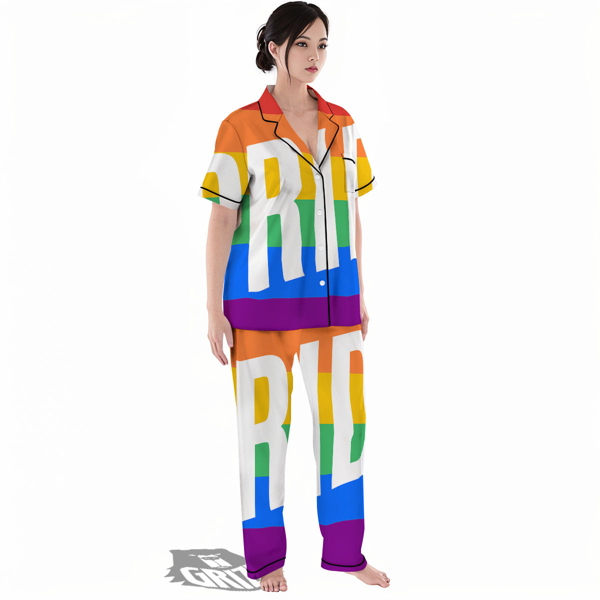 LGBT Pride Flag Pattern Print Women's Pajamas Set-grizzshop