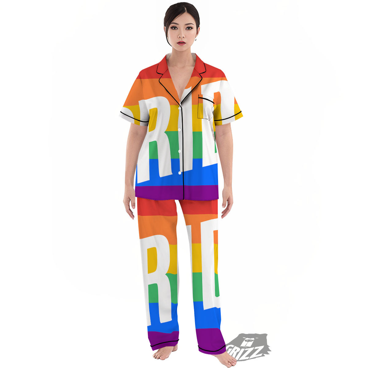 LGBT Pride Flag Pattern Print Women's Pajamas Set-grizzshop