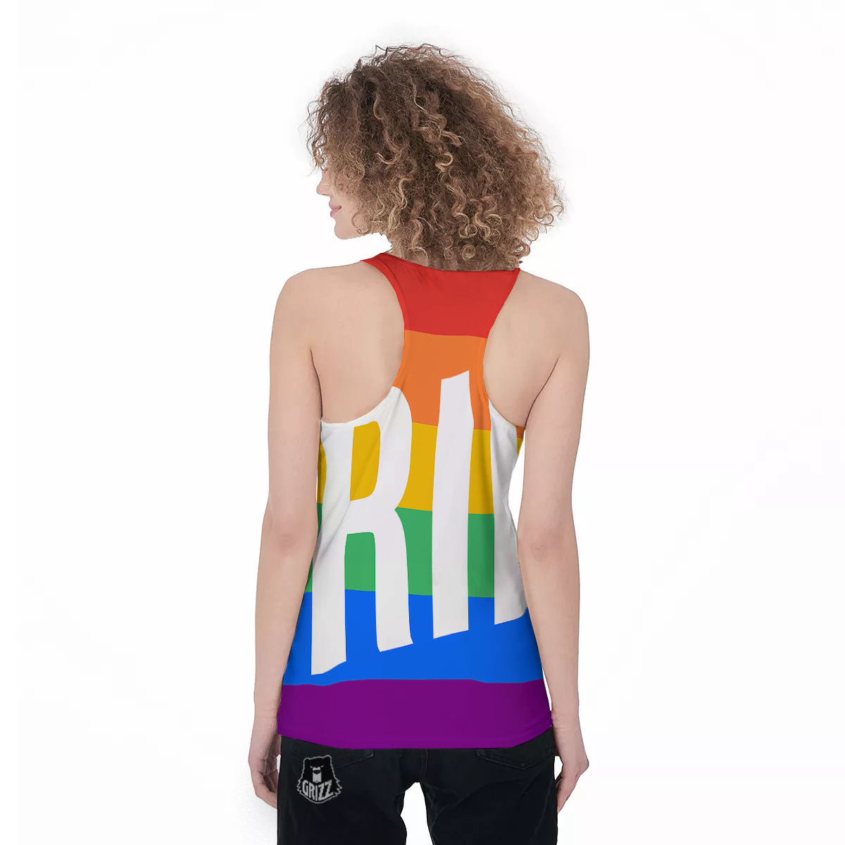 LGBT Pride Flag Pattern Print Women's Racerback Tank Top-grizzshop