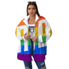 LGBT Pride Flag Pattern Print Women's Sherpa Jacket-grizzshop