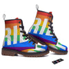 LGBT Pride Flag Pattern Print Work Boots-grizzshop