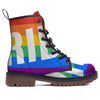 LGBT Pride Flag Pattern Print Work Boots-grizzshop