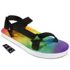 LGBT Pride Watercolor Rainbow Print Black Open Toe Sandals-grizzshop