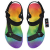 LGBT Pride Watercolor Rainbow Print Black Open Toe Sandals-grizzshop