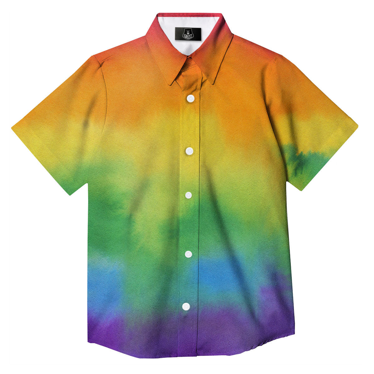 LGBT Pride Watercolor Rainbow Print Button Up Shirt-grizzshop