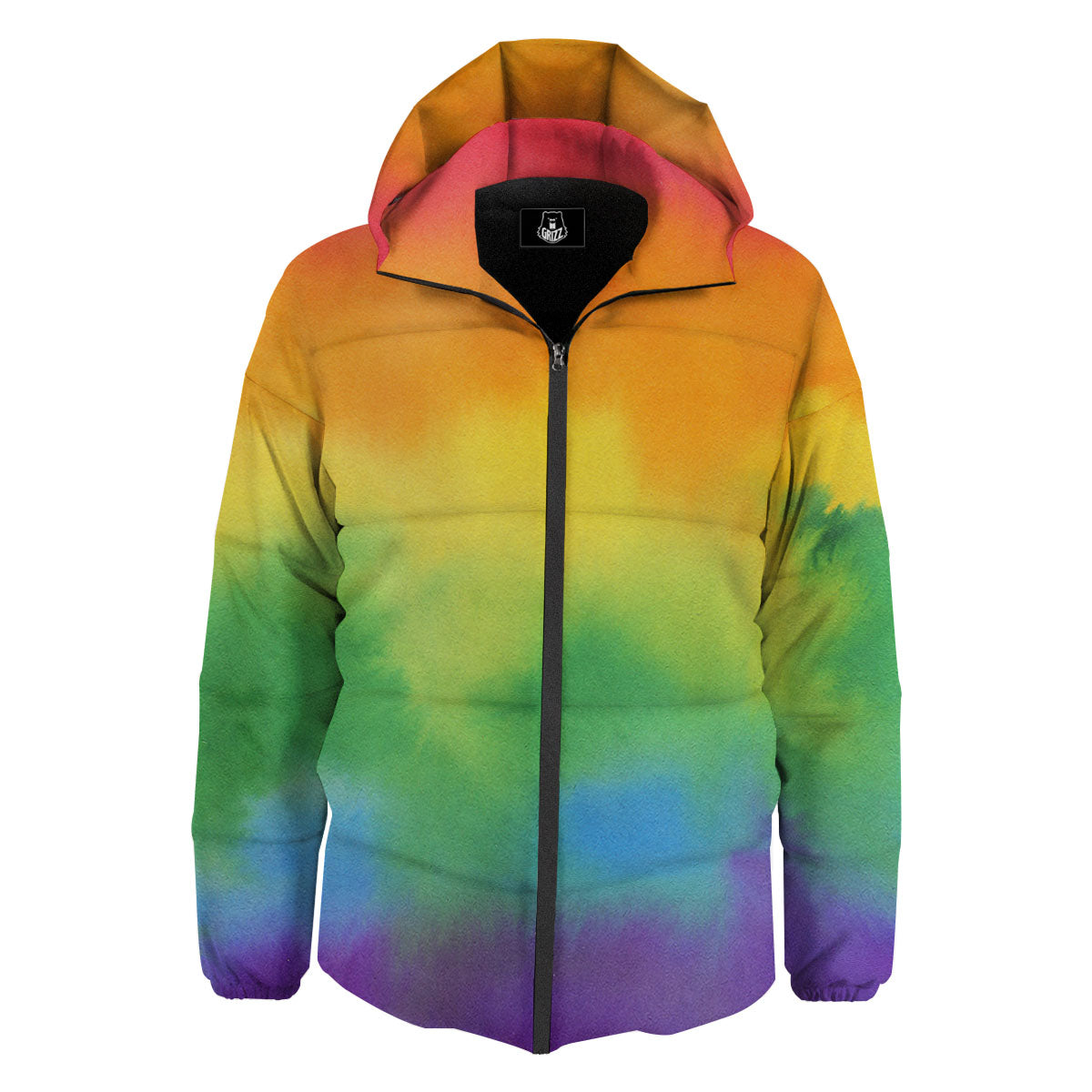 LGBT Pride Watercolor Rainbow Print Down Jacket-grizzshop