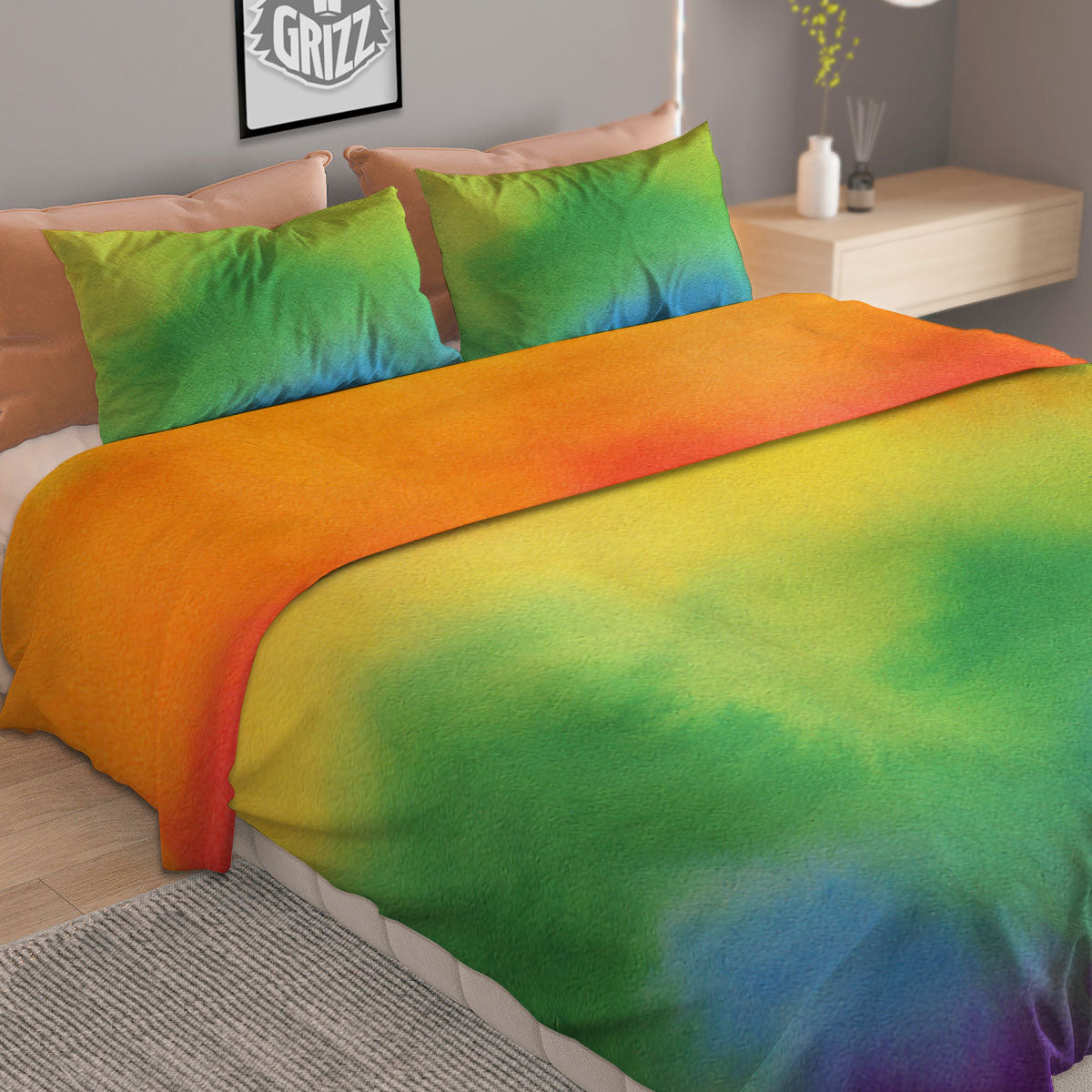 LGBT Pride Watercolor Rainbow Print Duvet Cover Bedding Set