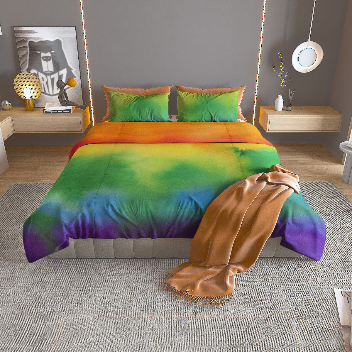 LGBT Pride Watercolor Rainbow Print Duvet Cover Bedding Set