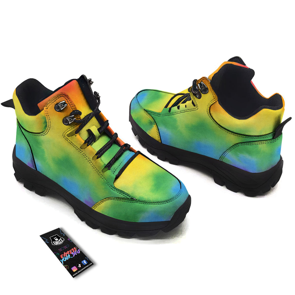 LGBT Pride Watercolor Rainbow Print Hiking Shoes-grizzshop