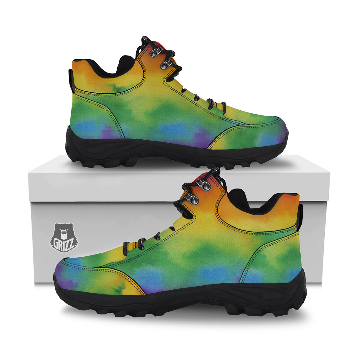 LGBT Pride Watercolor Rainbow Print Hiking Shoes-grizzshop