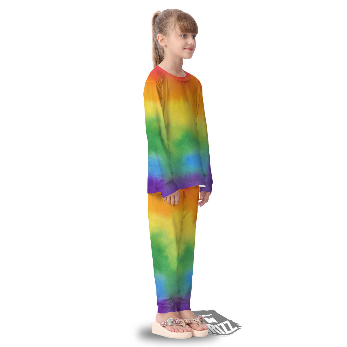 LGBT Pride Watercolor Rainbow Print Kid's Pajamas-grizzshop