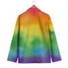 LGBT Pride Watercolor Rainbow Print Men's Blazer-grizzshop