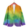 LGBT Pride Watercolor Rainbow Print Men's Blazer-grizzshop