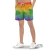 LGBT Pride Watercolor Rainbow Print Men's Gym Shorts-grizzshop