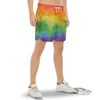 LGBT Pride Watercolor Rainbow Print Men's Gym Shorts-grizzshop