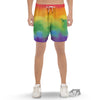 LGBT Pride Watercolor Rainbow Print Men's Gym Shorts-grizzshop