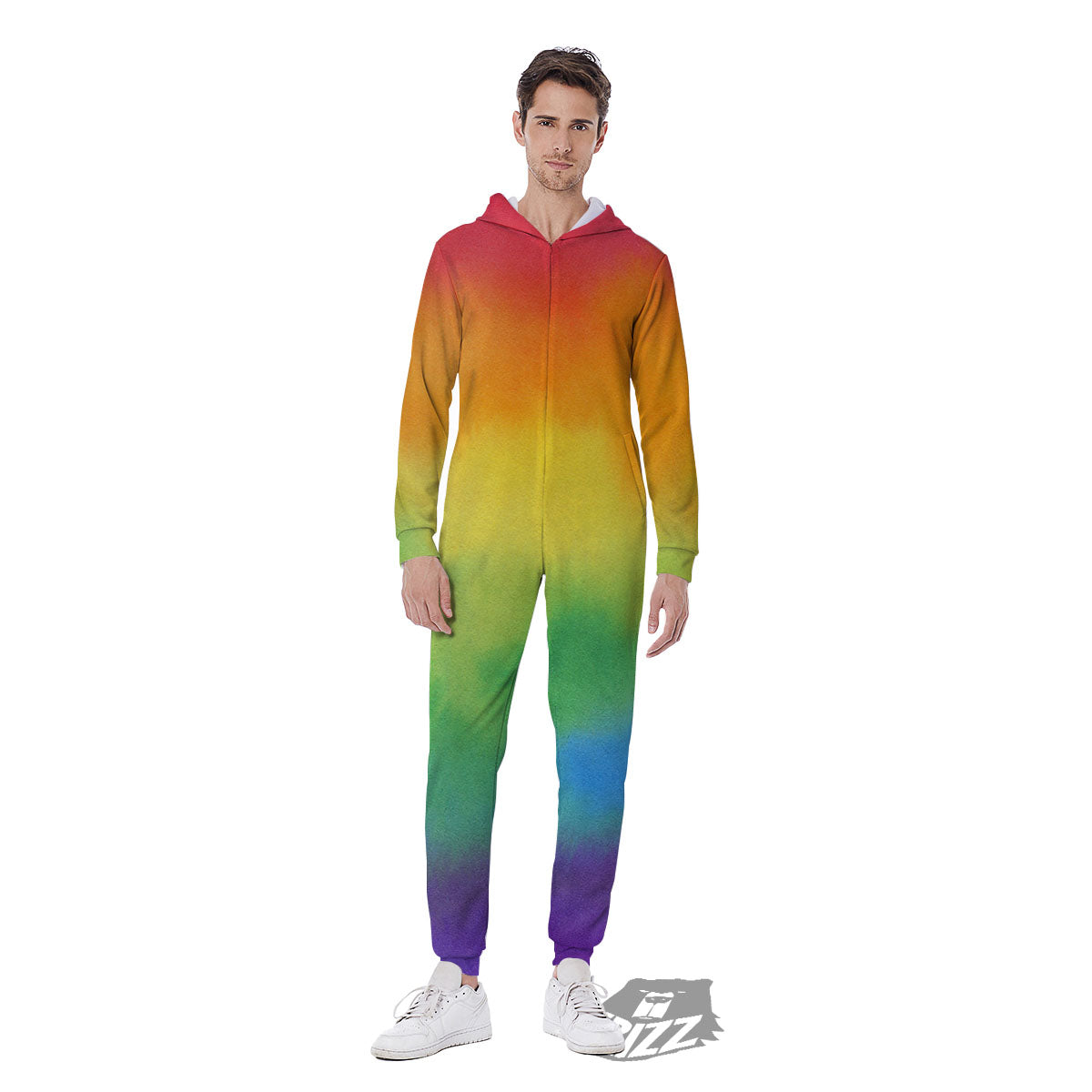 LGBT Pride Watercolor Rainbow Print Men's Jumpsuit-grizzshop