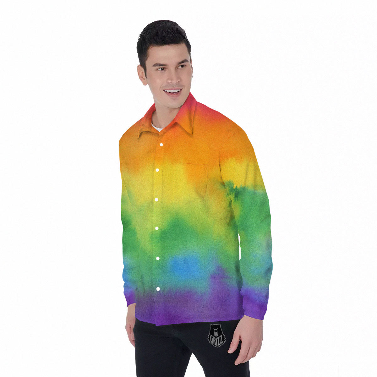 Grizzshopping Rainbow Rays Lgbt Pride Print Men's Golf Shirts