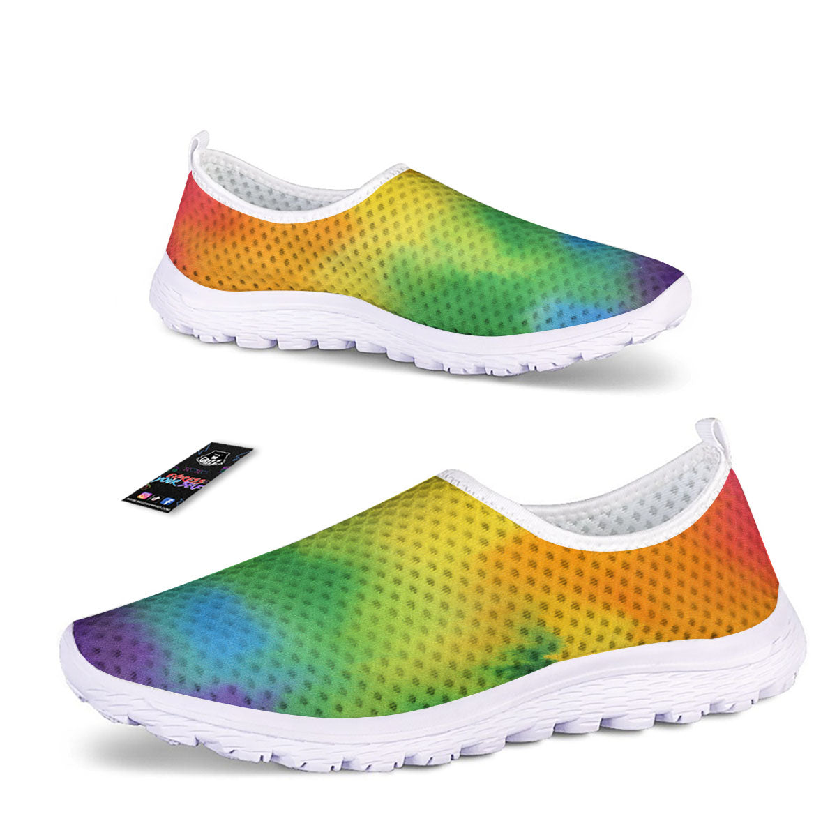 LGBT Pride Watercolor Rainbow Print Nurse Shoes-grizzshop