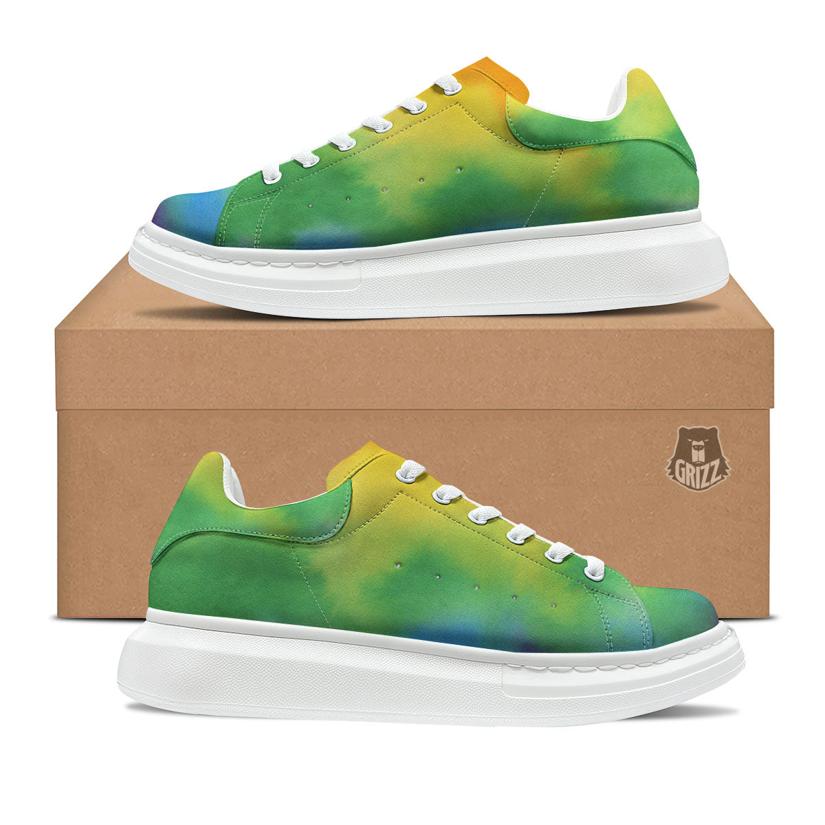 LGBT Pride Watercolor Rainbow Print Platform Shoes-grizzshop