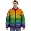 LGBT Pride Watercolor Rainbow Print Puffer Jacket-grizzshop