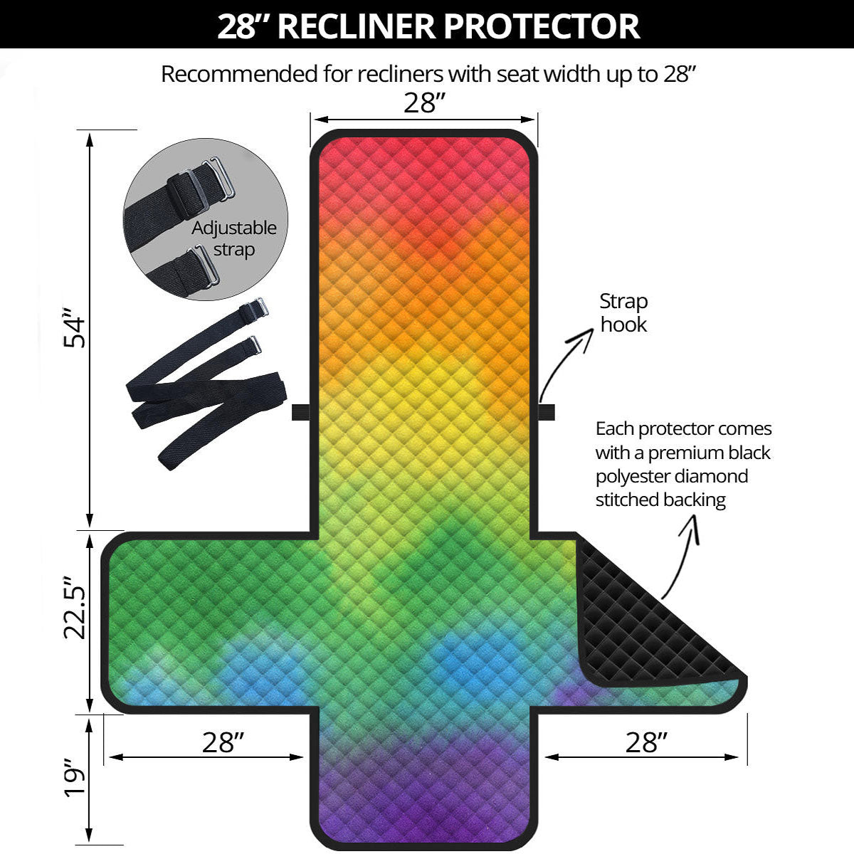 LGBT Pride Watercolor Rainbow Print Recliner Protector-grizzshop