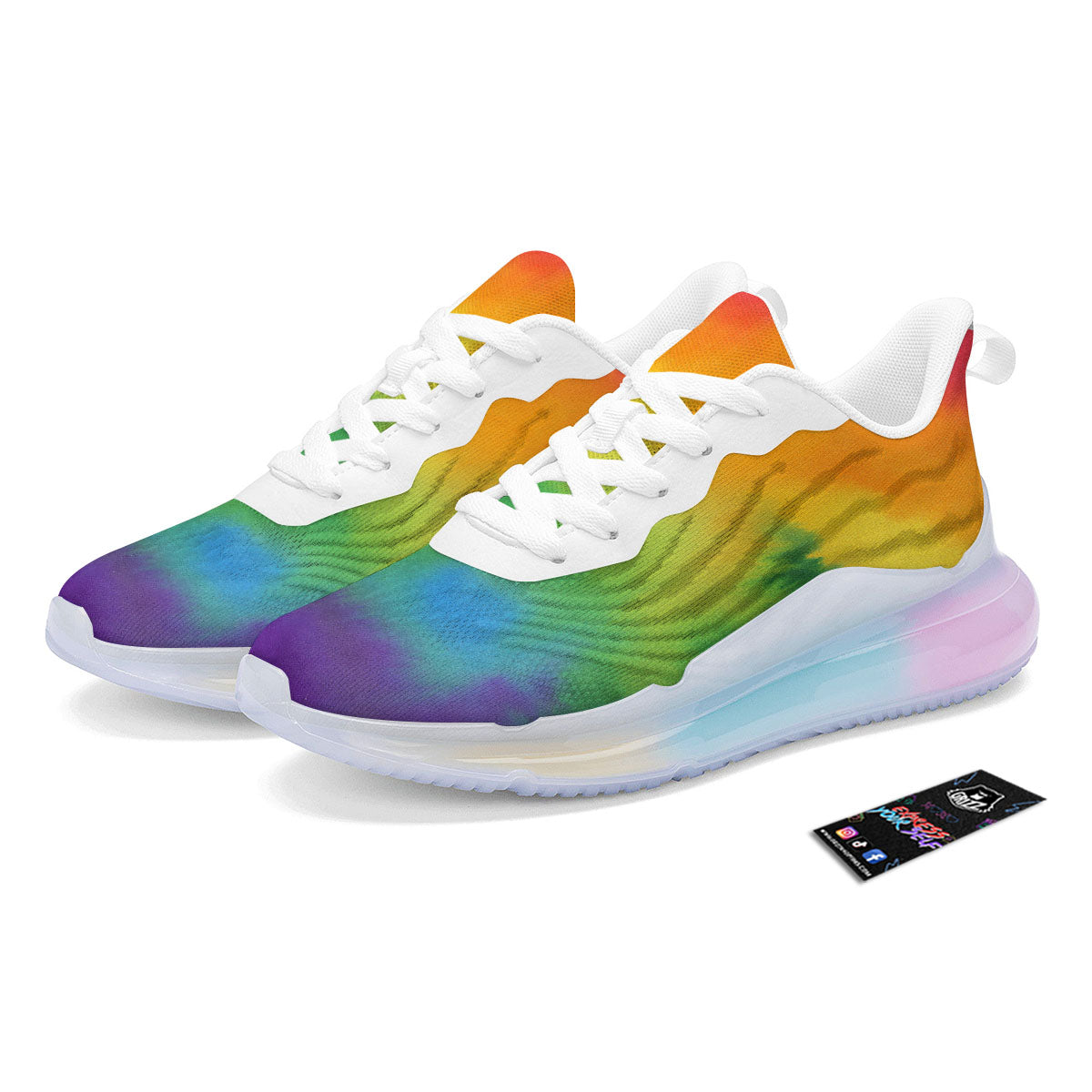 LGBT Pride Watercolor Rainbow Print Running Sneakers-grizzshop