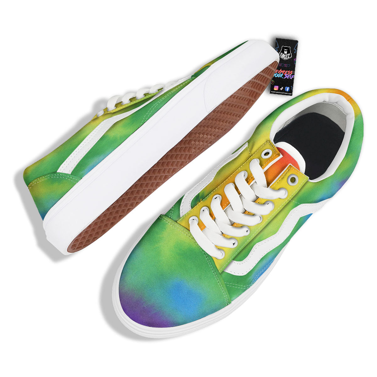 LGBT Pride Watercolor Rainbow Print Skate Shoes-grizzshop