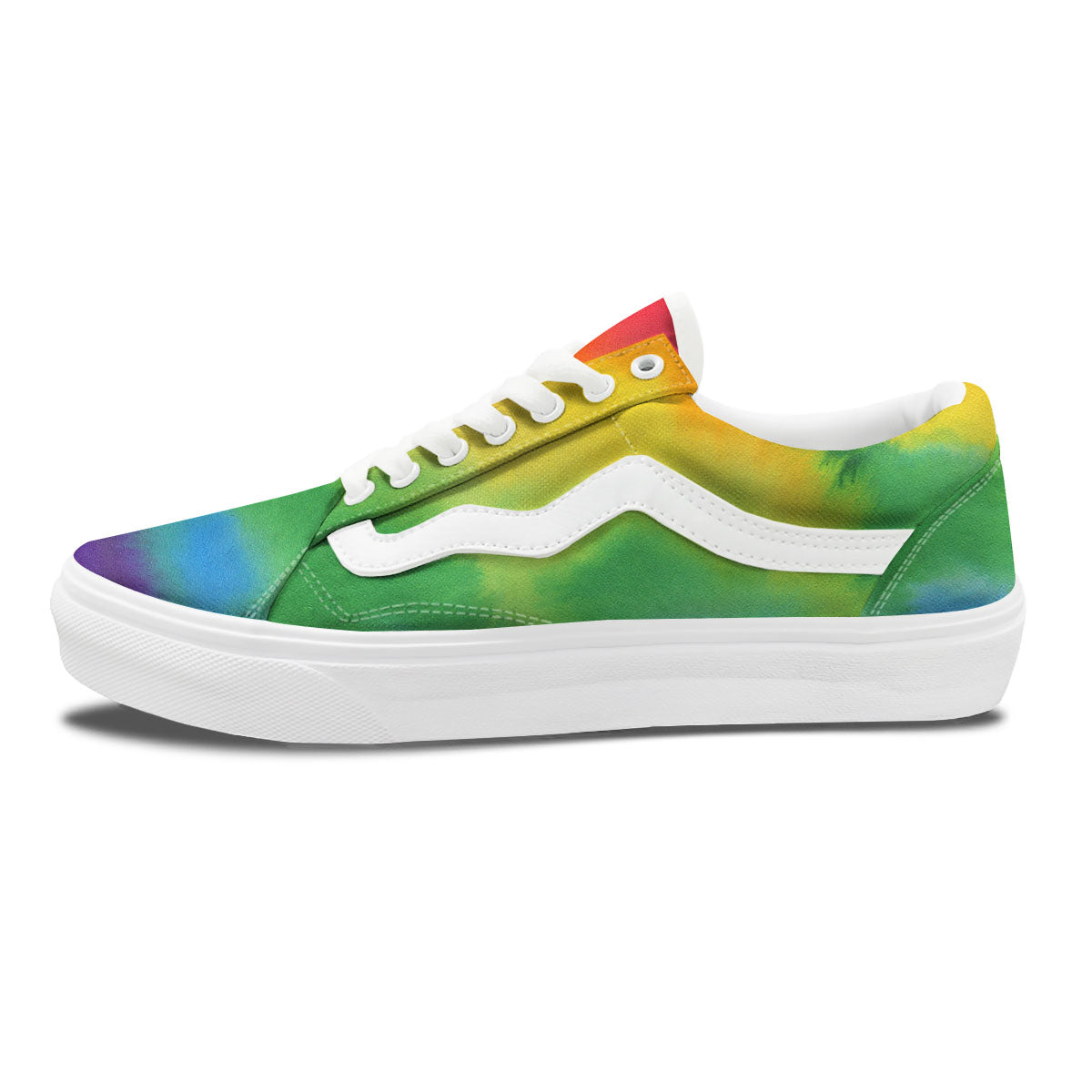 LGBT Pride Watercolor Rainbow Print Skate Shoes-grizzshop