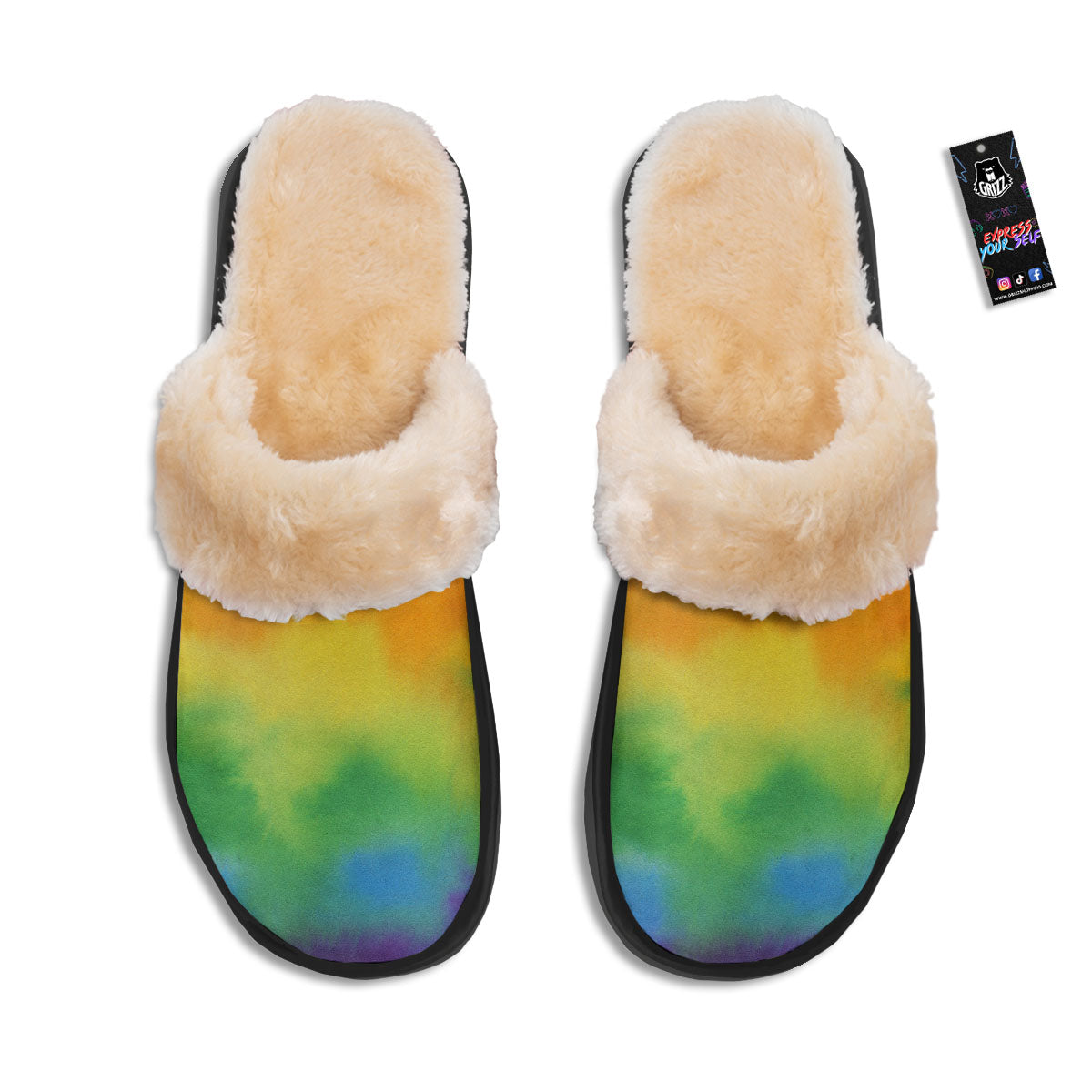 LGBT Pride Watercolor Rainbow Print Slippers-grizzshop