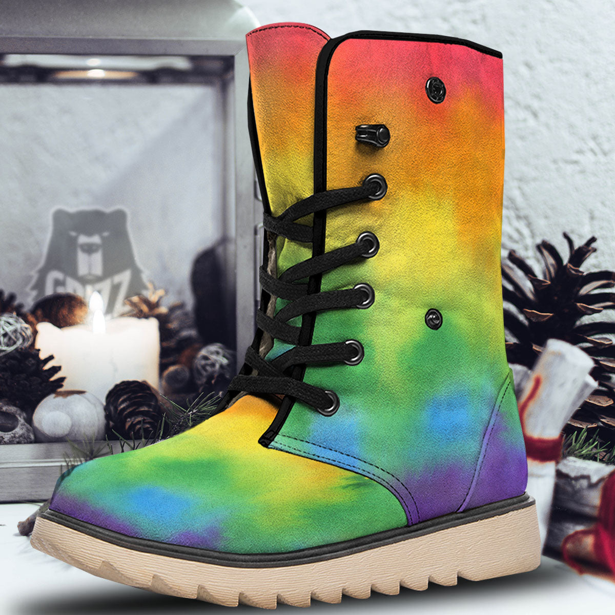 LGBT Pride Watercolor Rainbow Print Snow Boots-grizzshop