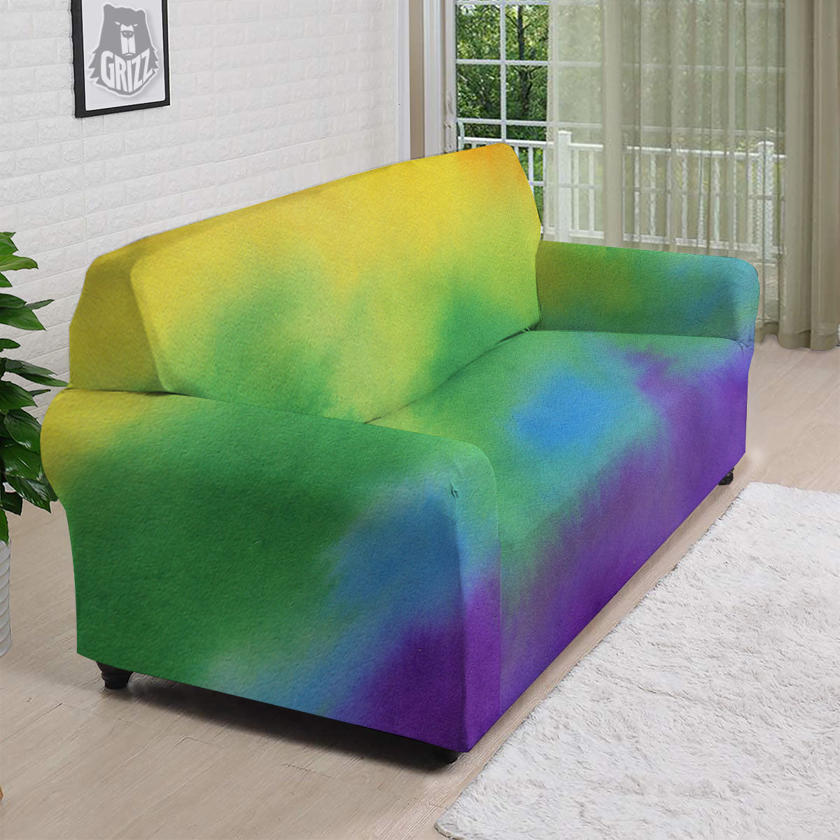 LGBT Pride Watercolor Rainbow Print Sofa Cover-grizzshop