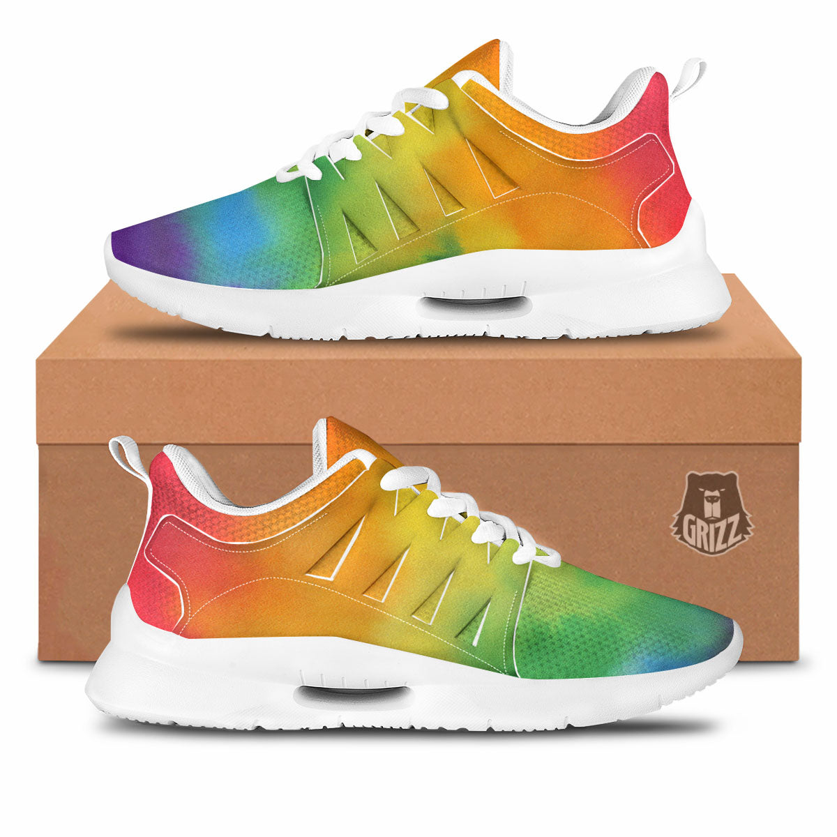 LGBT Pride Watercolor Rainbow Print Tennis Shoes-grizzshop