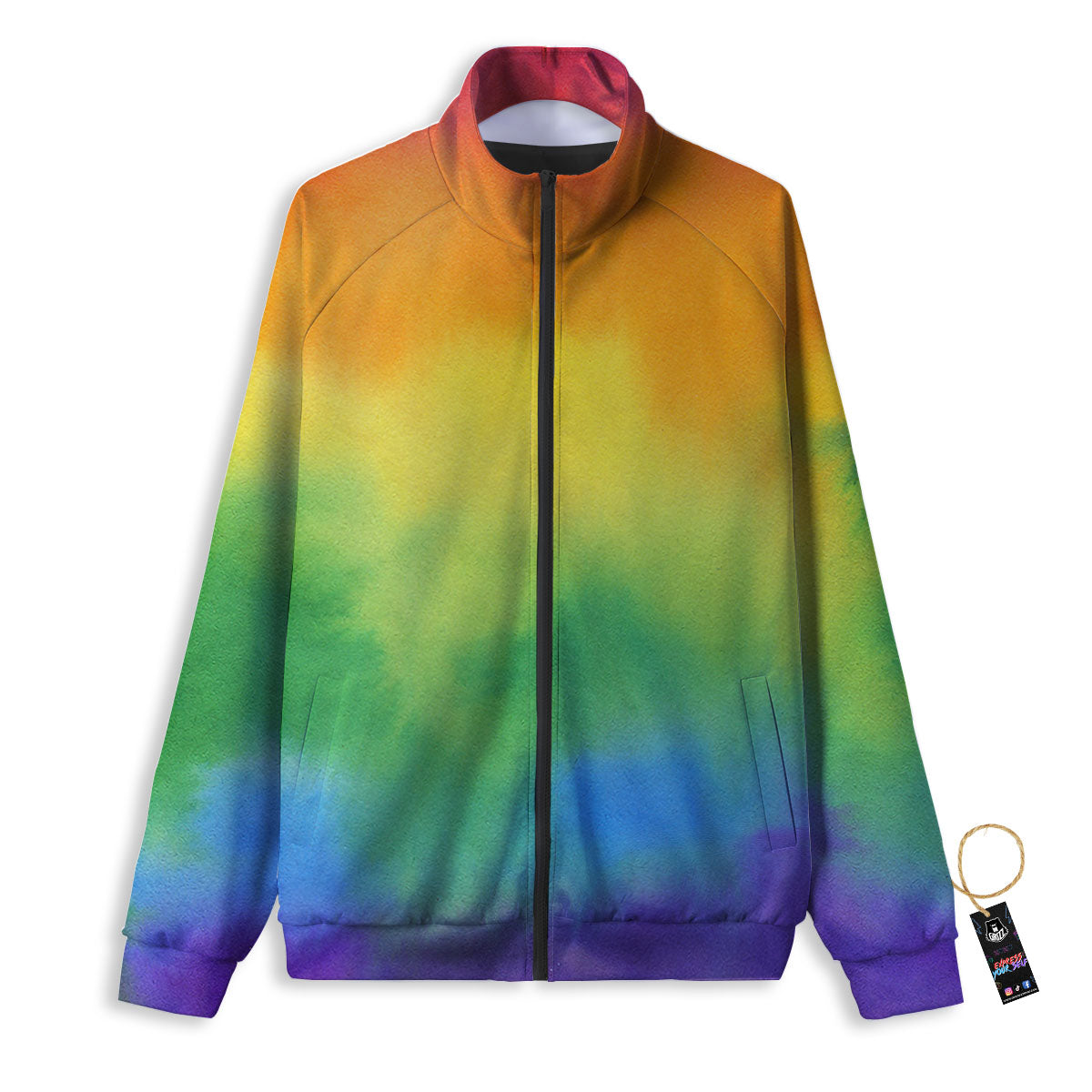 LGBT Pride Watercolor Rainbow Print Track Jacket-grizzshop