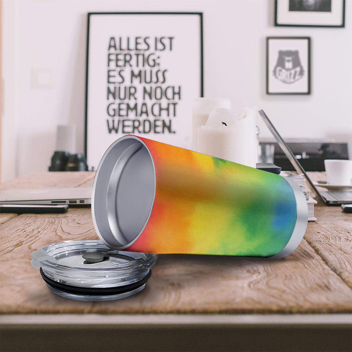 LGBT Pride Watercolor Rainbow Print Tumbler-grizzshop