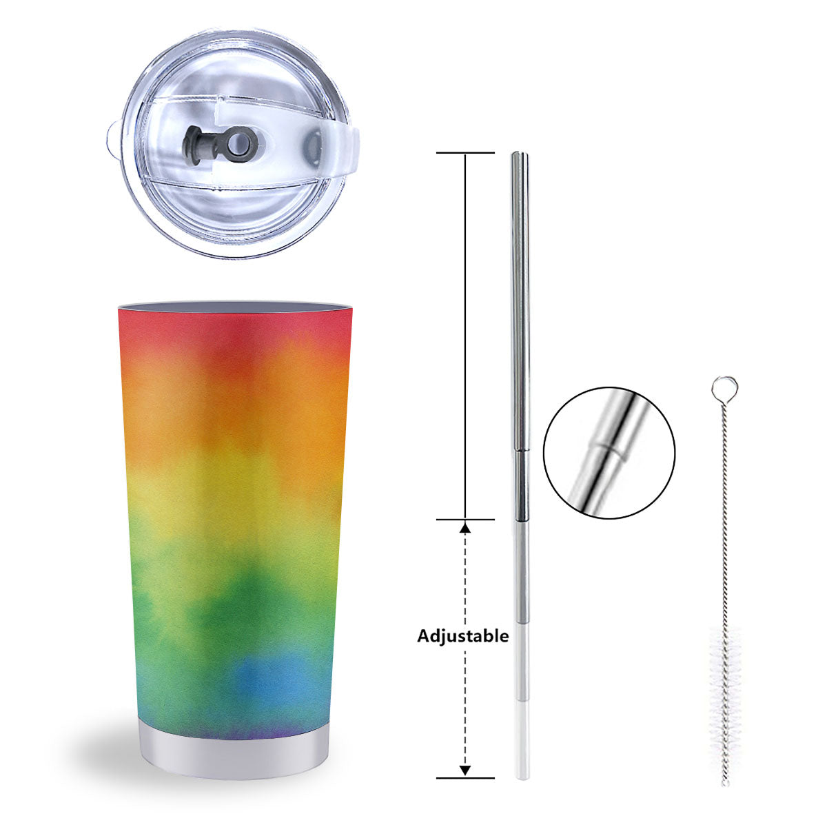 LGBT Pride Watercolor Rainbow Print Tumbler-grizzshop