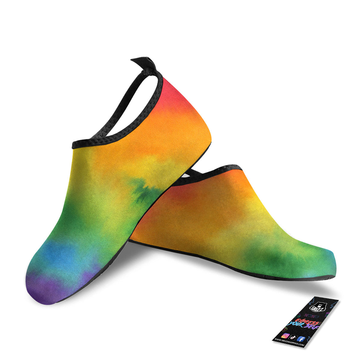 LGBT Pride Watercolor Rainbow Print Water Shoes-grizzshop