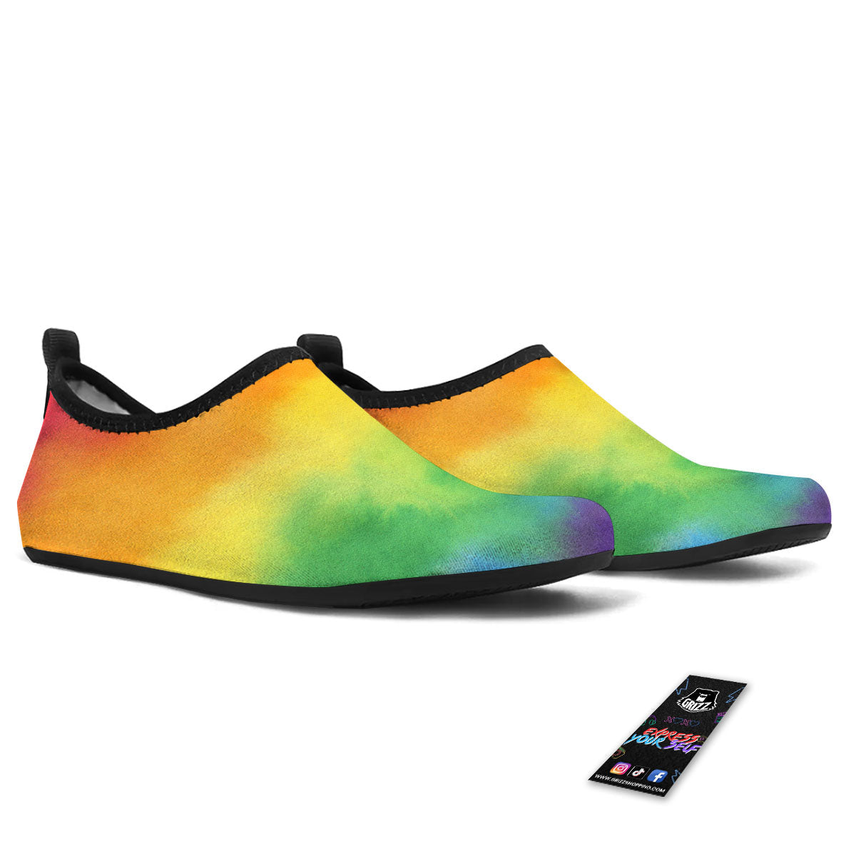 LGBT Pride Watercolor Rainbow Print Water Shoes-grizzshop