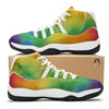 LGBT Pride Watercolor Rainbow Print White Bball Shoes-grizzshop