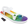 LGBT Pride Watercolor Rainbow Print White Open Toe Sandals-grizzshop