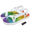 LGBT Pride Watercolor Rainbow Print White Open Toe Sandals-grizzshop