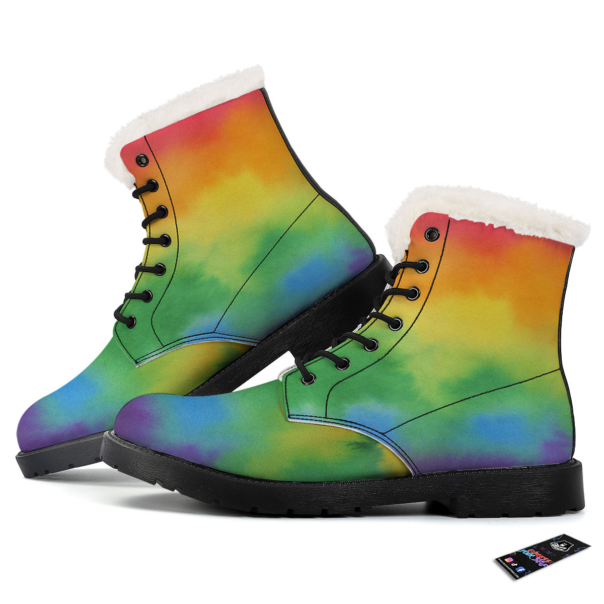 LGBT Pride Watercolor Rainbow Print Winter Boots-grizzshop